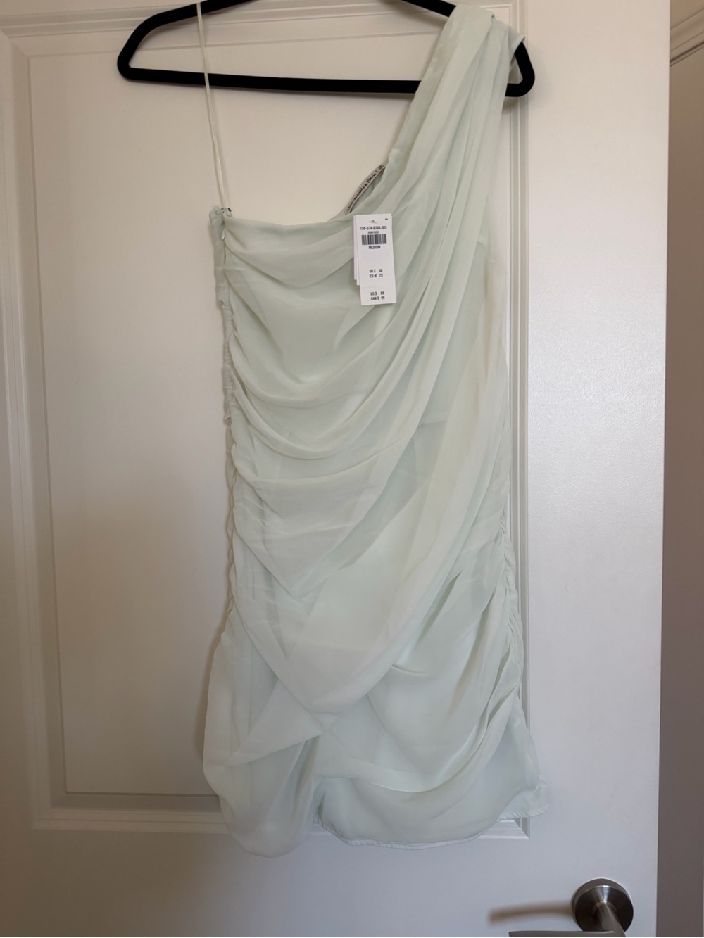 Abercrombie & Fitch One-Shoulder Draped Dress in Pale Mint
